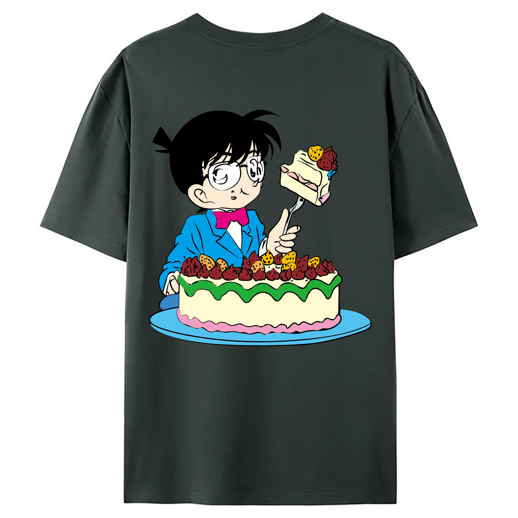 （画像用） 名探偵コナン 江戸川 コナン Detective Conan Conan Edogawa 綿100％ メンズ半袖Tシャツ（バックプリント） 通気性
